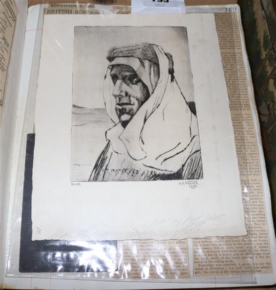 Etching of T.E. Lawrence by A.E. Farmer, dated 1930(-)